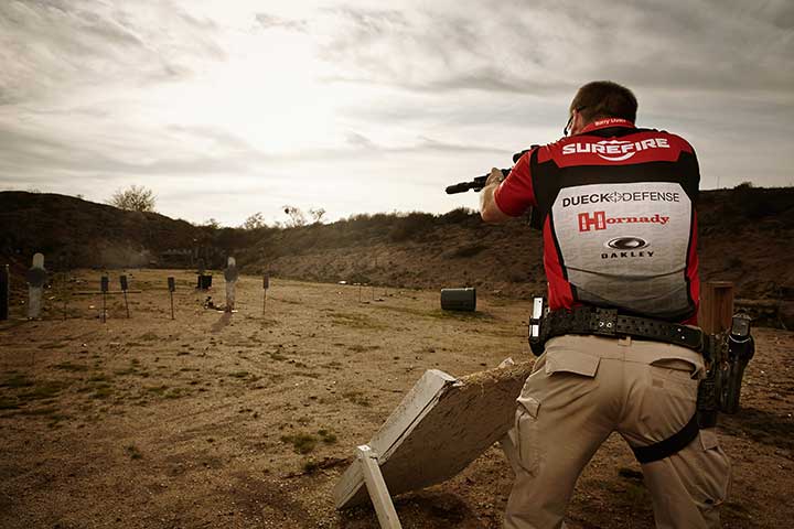 Barry Dueck testing out the DueckDefense.com Rapid Transtion Sight RTS